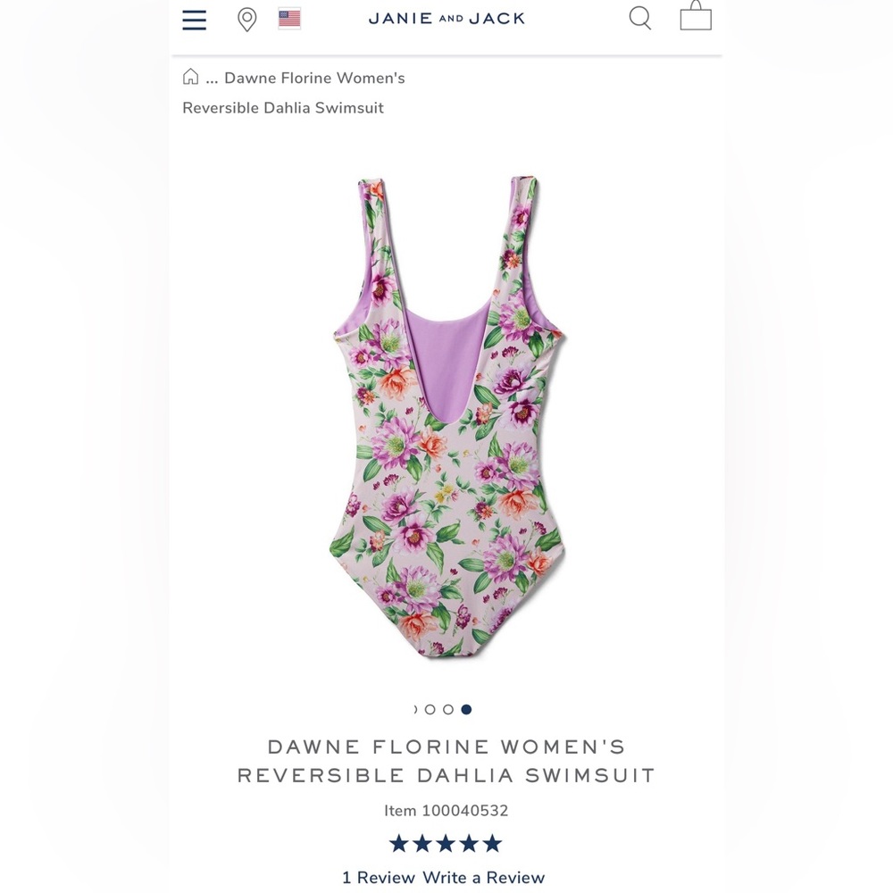 Janie and Jack Dawne Florine women’s reversible one piece swimsuit matching XS - Picture 9 of 9